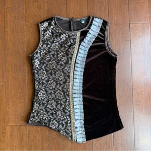 Unique‎ Brown and Gold Sleeveless Top